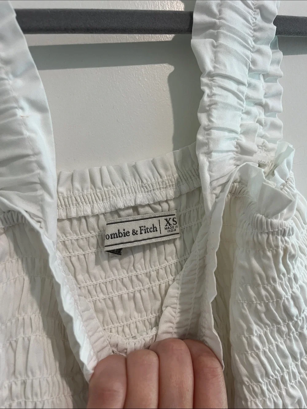 Abercrombie & Fitch Cream Smocked Maxi Dress